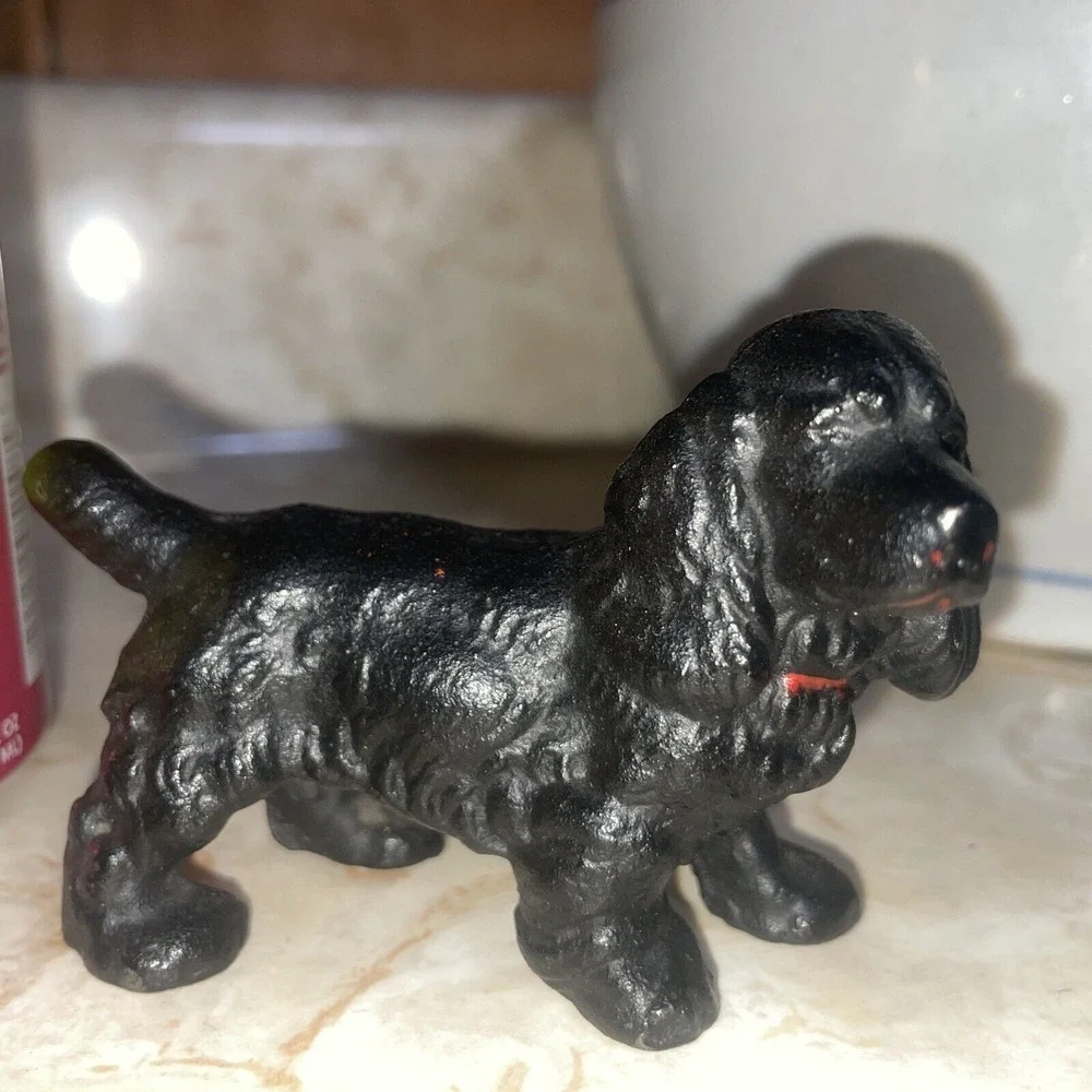 Vintage Hubley Black Solid Cast Iron Cocker Spaniel Dog 4